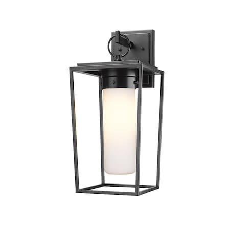 Z-Lite Sheridan 1 Light Outdoor Wall Sconce, Black & White Opal 595M-BK